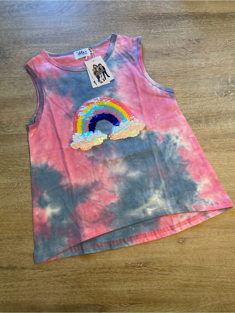 Lola and the boys sequin rainbow tank size 14 nwt